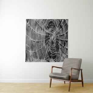 Tenture Peinture Abstraite D'Une Cobweb Blanc Gris Sur Noi
