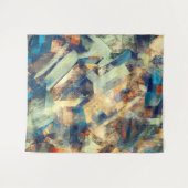 Tenture Peinture Abstraite jaune bleu brosse Art (Devant (Horizontal))