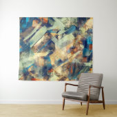 Tenture Peinture Abstraite jaune bleu brosse Art (En situation (horizontale))