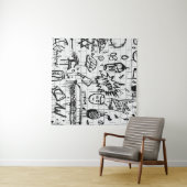 TENTURE PEINTURE ABSTRAITE NOIRE ET BLANCHE (En situation (horizontale))