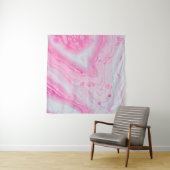 Tenture Peinture abstraite rose et blanche (En situation (horizontale))