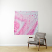 Tenture Peinture abstraite rose et blanche (En situation)