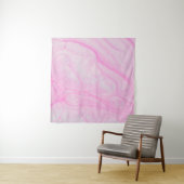 Tenture Peinture abstraite rose et blanche (En situation)
