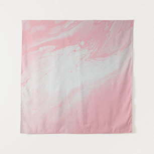 TENTURE PEINTURE ABSTRAITE ROSE ET BLANCHE