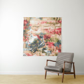 Tenture Peinture abstraite rouge blanche et jaune (En situation (horizontale))