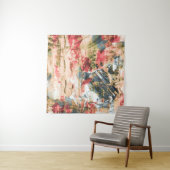 Tenture Peinture abstraite rouge blanche et jaune (En situation)