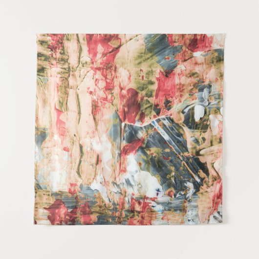 Tenture Peinture abstraite rouge blanche et jaune (Devant)