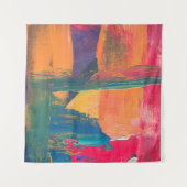 Tenture Peinture abstraite verte, jaune et rouge (Devant (Horizontal))