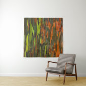 Tenture Peinture abstraite verte, orange et noire (En situation)