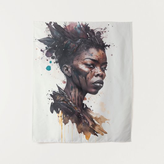 Tenture Peinture aquarelle, Belles femmes de la tribu afri (Devant)