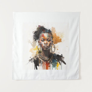 Tenture Peinture aquarelle, Belles femmes de la tribu afri