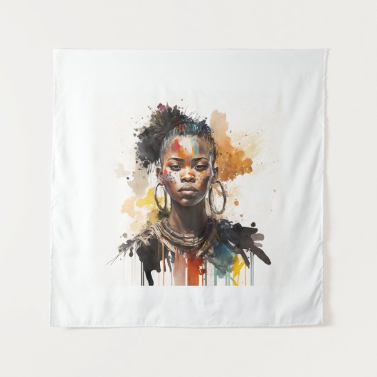 Tenture Peinture aquarelle, Belles femmes de la tribu afri (Devant)