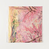 Tenture Peinture aquarelle paysage rose fleur rouge rose d (Devant (Horizontal))