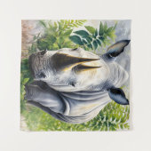 Tenture Peinture botanique du rhinocéros blanc (Devant (Horizontal))