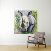 Tenture Peinture botanique du rhinocéros blanc (En situation)