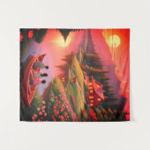 Tenture Peinture coucher de soleil avec un lac et Cottage- (Devant (Horizontal))