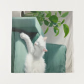 Tenture Peinture de chat dormant sur un canapé vert (Devant (Horizontal))