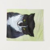 Tenture Peinture de chat Tuxedo - Cute Original Cat Art (Devant (Horizontal))