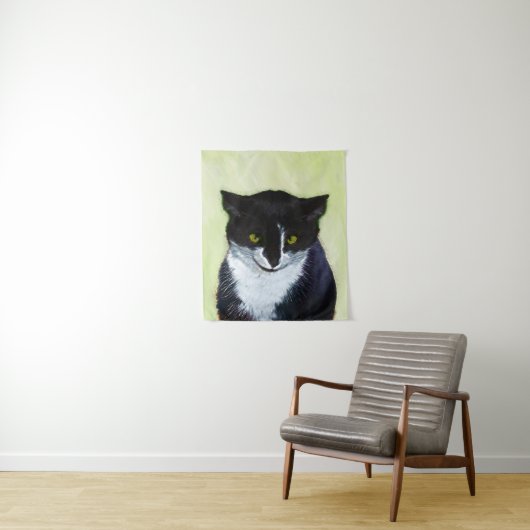 Tenture Peinture de chat Tuxedo - Cute Original Cat Art (En situation)