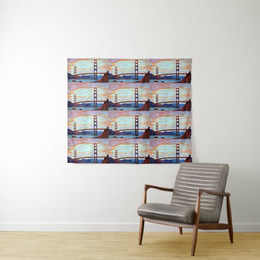 Tenture Peinture de golden gate bridge (En situation (horizontale))