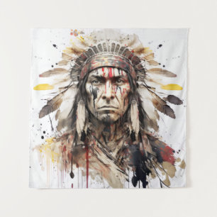 Tenture Peinture de guerrier amérindien