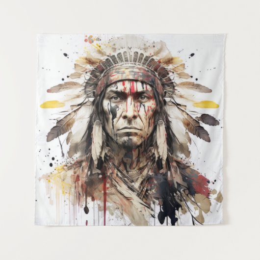 Tenture Peinture de guerrier amérindien (Devant)