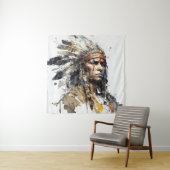 Tenture Peinture de guerrier amérindien (En situation)