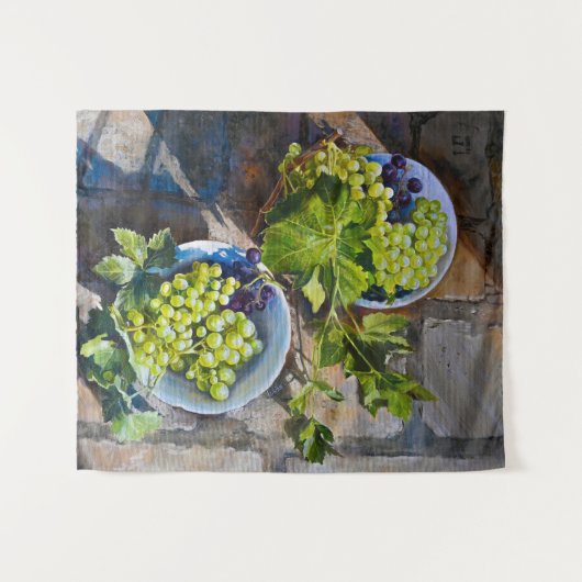 Tenture Peinture de nature morte de raisin vert (Devant (Horizontal))