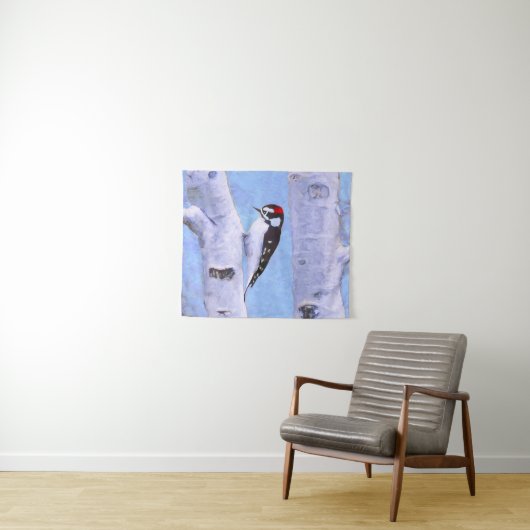 Tenture Peinture Downy Woodpecker - Art original pour oise (En situation (horizontale))