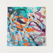 Tenture Peinture endommagée en béton, patinée, murale usée (Devant (Horizontal))