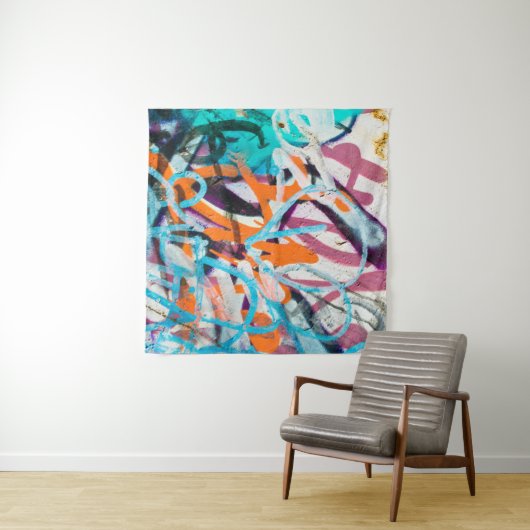 Tenture Peinture endommagée en béton, patinée, murale usée (En situation (horizontale))