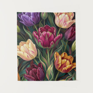 Tenture Peinture florale de tulipes colorées