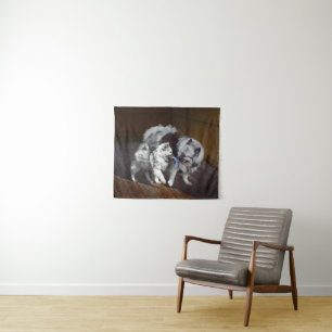 Tenture Peinture Keeshond Playtime - Jolie art original ch