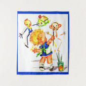 Tenture peinture mignonne de petite fille sur le mur (Devant)