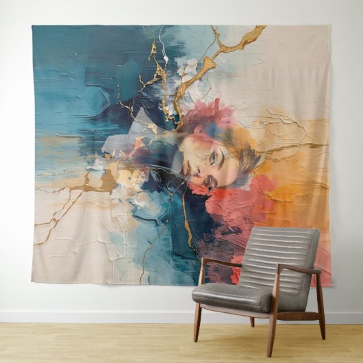 Tenture peinture murale abstraite, impression d'art modern (En situation (horizontale))