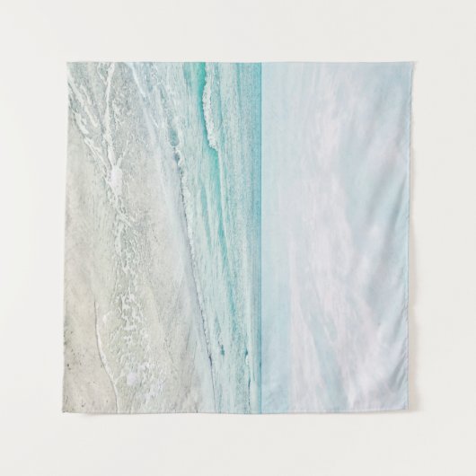 Tenture Peinture Ocean Waves Aqua Aquarelle bleu clair (Devant (Horizontal))