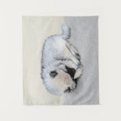 Tenture Peinture originale de chiot Keeshond endormi (Devant)