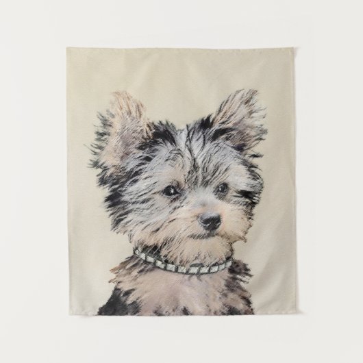 Tenture Peinture originale de chiot Yorkshire Terrier (Devant)