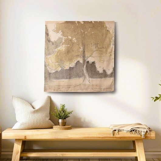 Tenture Peinture Paysage Arbre vintage, Cottage Neutre