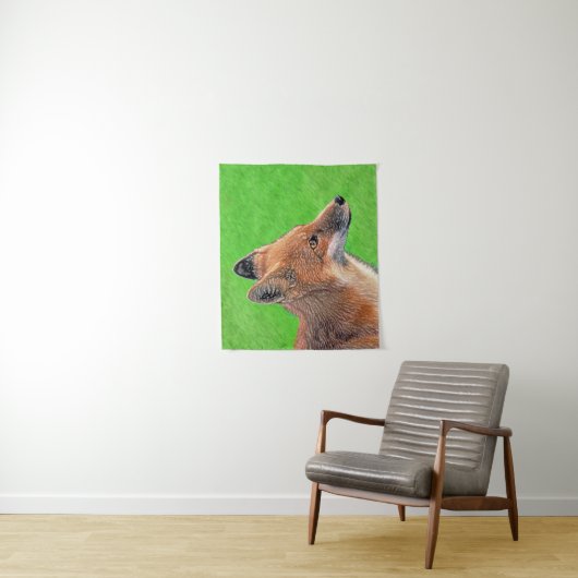 Tenture Peinture Red Fox - Art original de la faune (En situation)