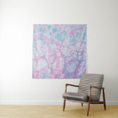 TENTURE PEINTURE ROSE ET ABSTRAITE TURQUOISE (En situation)