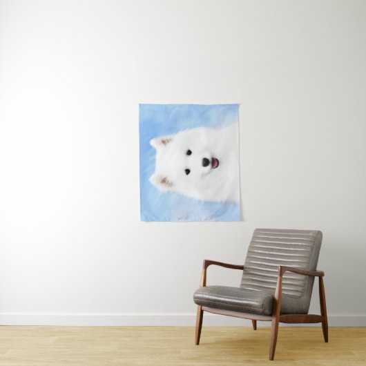 Tenture Peinture Samoyed Puppy - Jolie Art Original Chien (En situation)