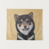 Tenture Peinture Shiba Inu (Noir et Tan) - Art Chien (Devant (Horizontal))