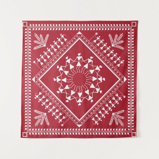 Tenture Peinture tribale indienne. Warli Paintingart, indi (Devant)