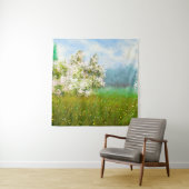 Tenture Peintures à l'huile paysage rural, fleurs dans le  (En situation)