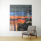 Tenture Pèlerin à l'aube du port de Dana point (En situation)