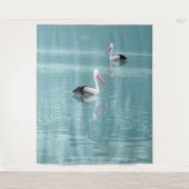 Tenture Pelican Couple Paddle sur Calm Aqua Water (Devant)