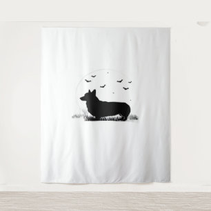 Tenture Pembroke Welsh Corgi Chien - Halloween Moon Silhou