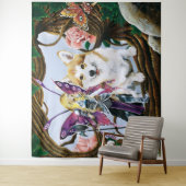 Tenture Pembroke Welsh Corgi Fairy Imaginaire (En situation)