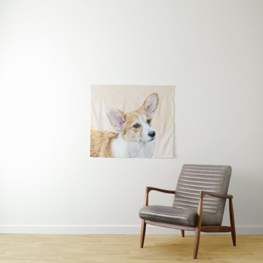 Tenture Pembroke Welsh Corgi Peinture - Art Chien original (En situation (horizontale))